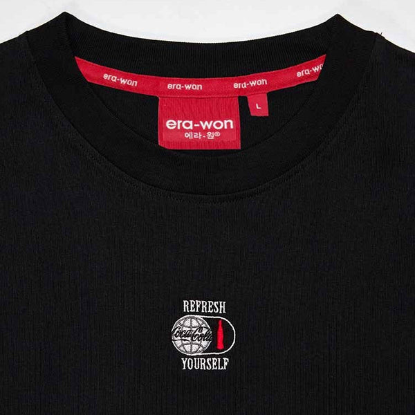 T-Shirt Oversized era-won เสื้อยืดเอราวอนโอเวอร์ไซส์แขนสั้น สำหรับคุณผู้ชาย สกรีน x Coca Cola สี ดำ ICCSHOPPING