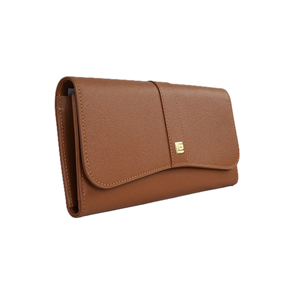 Guy Laroche กระเป๋าสตางค์ผู้หญิง 3พับยาว หนังอัดลายเม็ดทราย สีน้ำตาล รุ่น AGP09643S6BRL ICCSHOPPING