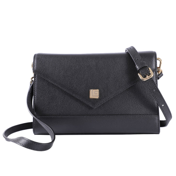 Guy Laroche กระเป๋าหนัง CLUCTH และสะพายยาวเป็น Crossbody สีดำ รุ่น AGH1001CS6BLM