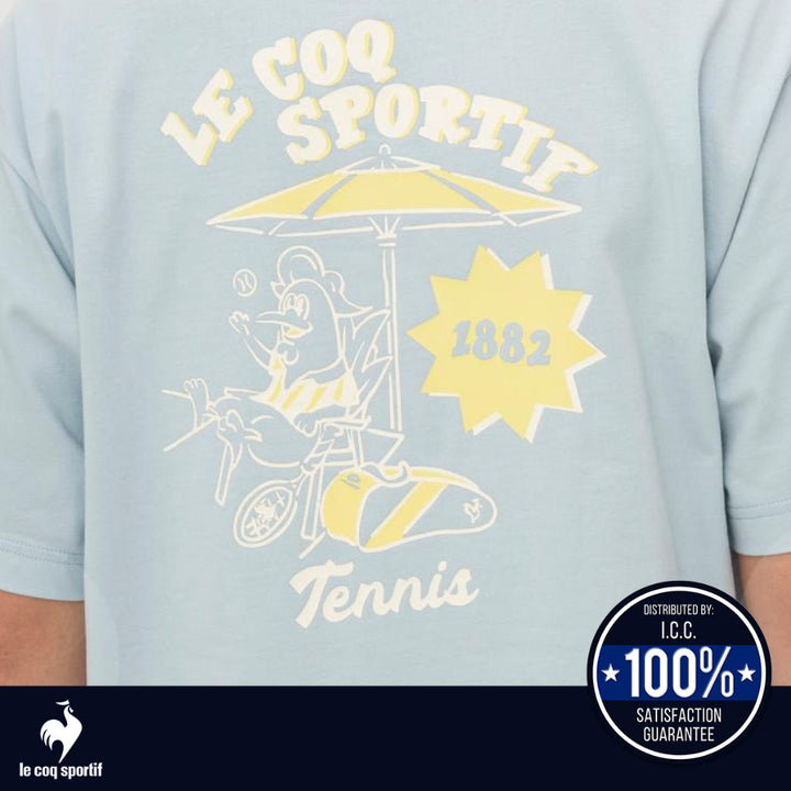 le coq sportif เสื้อยืดแขนสั้นลายกราฟิกกีฬา (ลำลอง, ออกกำลังกาย, กันแดด, แห้งเร็ว, T-shirt, Sport) ICCSHOPPING