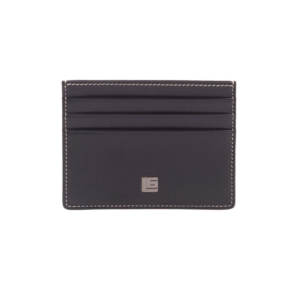 Guy Laroche กระเป๋าใส่นามบัตรหนังเรียบ 6 การ์ด สีดำ รุ่น MGN0644NW5BLS
