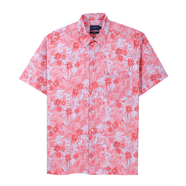 ARROW Natural Fabric เสื้อเชิ้ตผู้ชาย แขนสั้น ทรง Comfort ผ้า 100% Cotton ลายพิมพ์ สีแดง รุ่น MACC465-RE