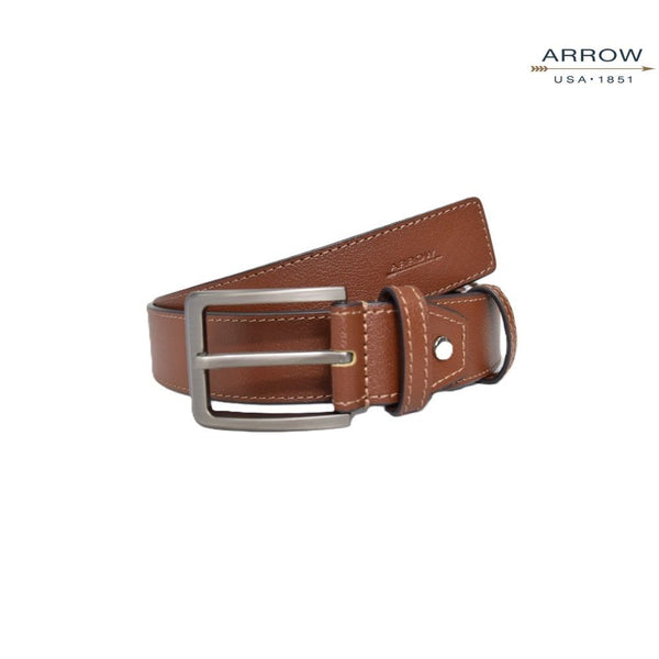 ARROW  เข็มขัดผู้ชาย หัวหมุด Pin Belt (หนังวัวแท้อิตาลี) สี น้ำตาล รุ่น MYCB142-BR