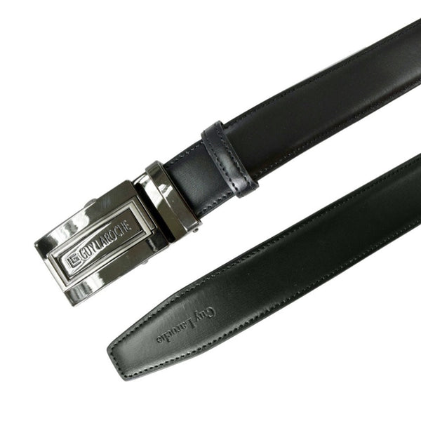 Guy Laroche เข็มขัดหนังผู้ชาย หัว AUTO  LOCK  สีแบลคนิเกิ้ล รุ่น BB51082S6BL ICCSHOPPING