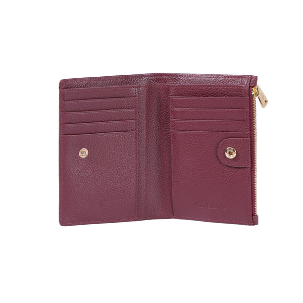 Guy Laroche กระเป๋าสตางค์ผู้หญิง หนังนิ่มอัดลายลิ้นจี่สีแดง 2 พับสั้น รุ่น AGP08812S6MRS ICCSHOPPING