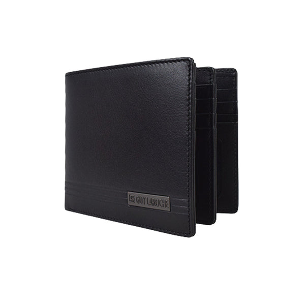 Guy Laroche กระเป๋าสตางค์ผู้ชาย หนังนิ่ม มีชิ้นเครดิต สีดำ รุ่น MGW0882MS6BLS