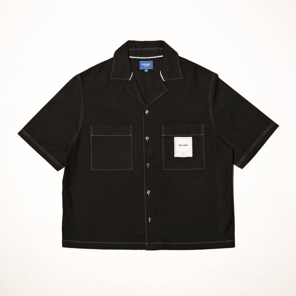 eraw-on Boxy Double Pocket Shirt เสื้อทรงกว้างตรง 2กระเป๋า สำหรับคุณผู้ชาย สีดำ