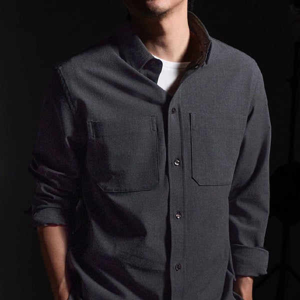 era-won เสื้อเชิ้ตแขนยาว รุ่น QUIET LUXURY MONOTONE SHIRT สี Grey-Draft