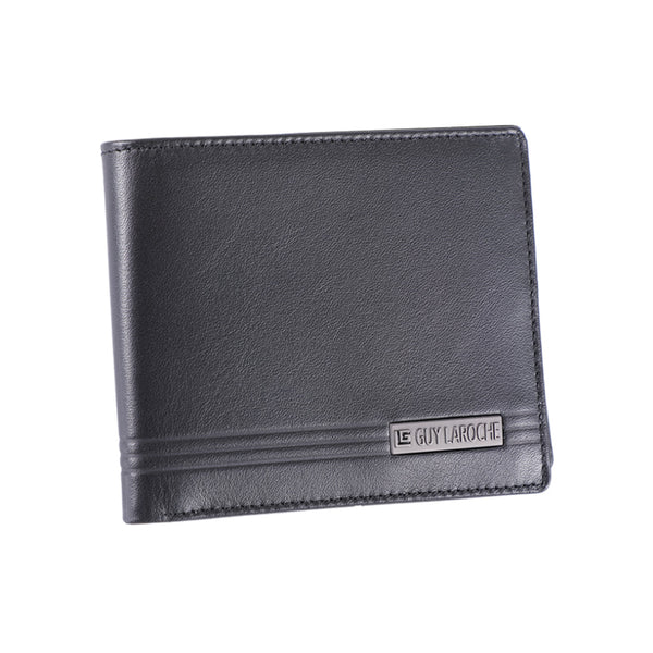 Guy Laroche กระเป๋าสตางค์ผู้ชาย หนังนิ่ม 8 การ์ด สีดำ รุ่น MGW08818S6BLS