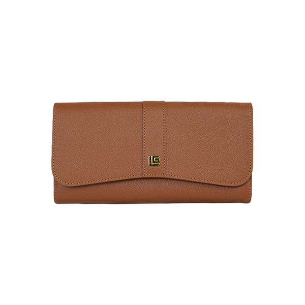 Guy Laroche กระเป๋าสตางค์ผู้หญิง 3พับยาว หนังอัดลายเม็ดทราย สีน้ำตาล รุ่น AGP09643S6BRL