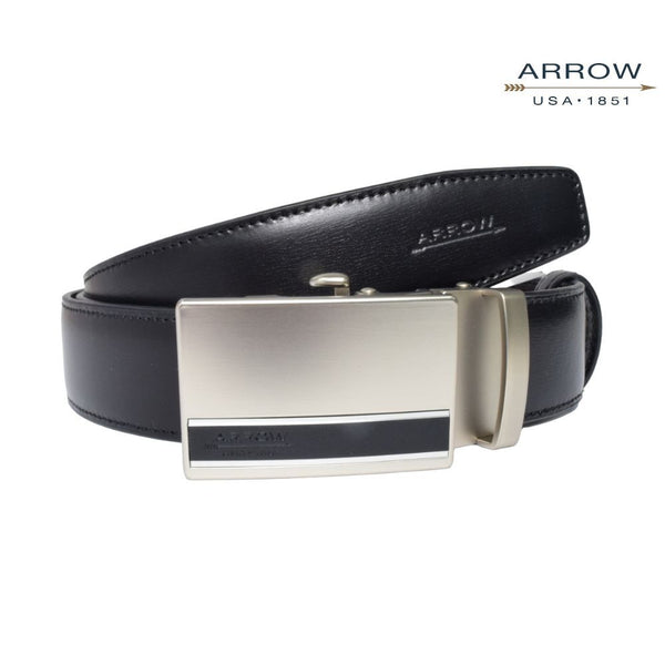 ARROW เข็มขัดผู้ชาย หัวออโต้ล็อค Auto Belt  (หนังวัวแท้จากอิตาลี) สีดำ รุ่น MYCB621W6 ICCSHOPPING