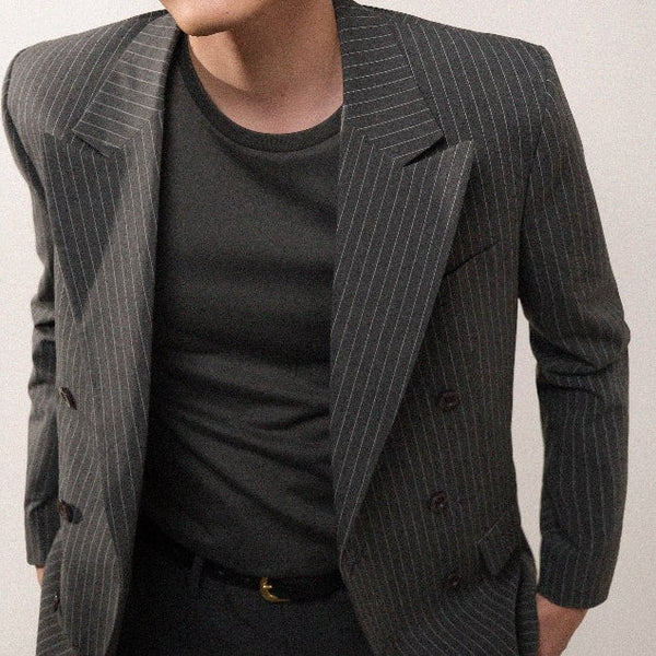 era-won เสื้อสูท รุ่น Double Breasted Blazer สี Pinstripe grey-Draft ICCSHOPPING