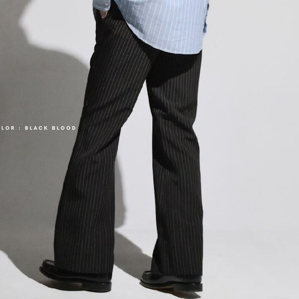 era-won กางเกงขาม้า รุ่น SEMI-FLARE STRIPE TROUSERS สี Black Blood-D ICCSHOPPING