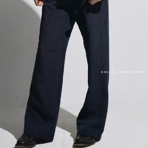 era-won กางเกงขาม้า รุ่น SEMI-FLARE STRIPE TROUSERS สี Navy Blood-D ICCSHOPPING