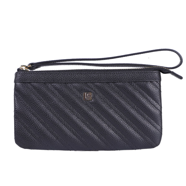 Guy Laroche กระเป๋าใส่มือถือแบบคล้องมือ หนังนิ่มอัดลายลิ้นจี่สีดำ รุ่น AGP0882CS6BLM ICCSHOPPING