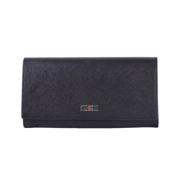 Guy Laroche กระเป๋าสตางค์ผู้หญิง 2 พับยาว หนังลาย safiano สีดำ รุ่น AGP09552S6BLL ICCSHOPPING