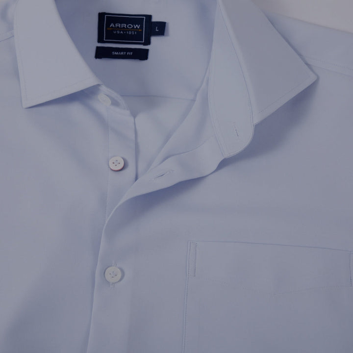 ARROW Microtech Shirt  ยับยาก ระบายอากาศดี ดีไซน์กระดุมพิเศษ  - เสื้อเชิ้ตแขนยาว ทรง SMART สีฟ้า MACM821-BU ICCSHOPPING