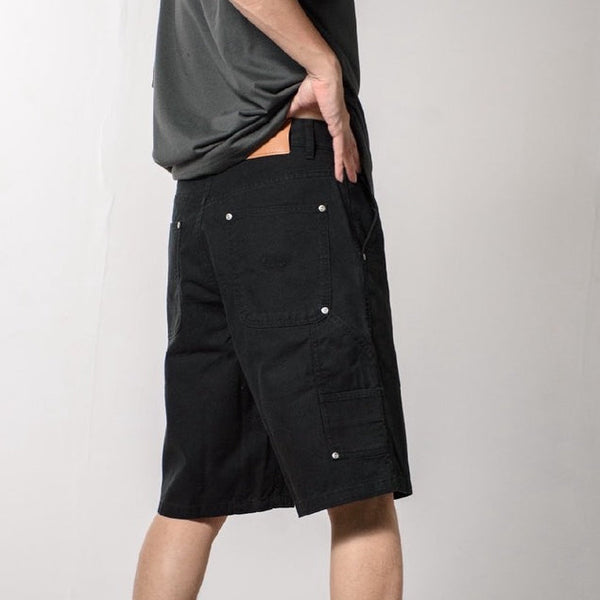era-won กางเกงยีนส์ขาสั้น มีกระเป๋าข้าง รุ่น  SHORTS CARPENTER DENIM COLOR  สี Black-Draft ICCSHOPPING