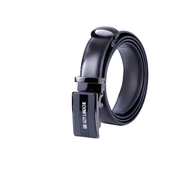 Guy Laroche เข็มขัดหนังผู้ชาย หัว AUTO  LOCK  สีแบลคนิเกิ้ล รุ่น BB51084S6BL ICCSHOPPING