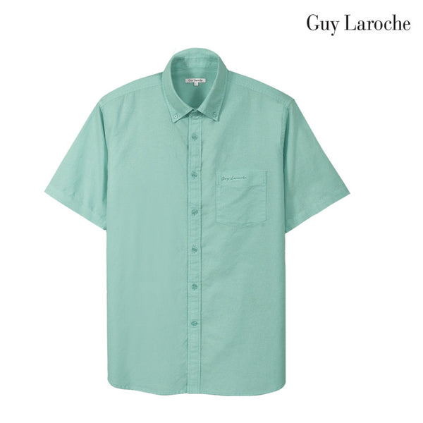 Guy Laroche เสื้อเชิ้ตแขนสั้น ผ้าฝ้าย 100% ทรง REGULAR FIT สีเขียว รุ่น BAC6101S6GR