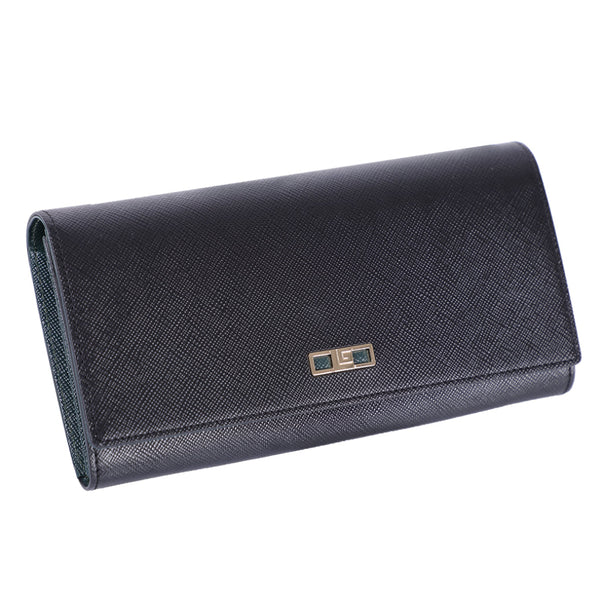 Guy Laroche กระเป๋าสตางค์ผู้หญิง 2 พับยาว หนังลาย safiano สีดำ รุ่น AGP09552S6BLL