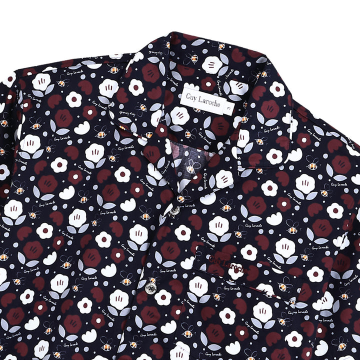 Guy Laroche ชุดนอน (แขนสั้น ขายาว) ลายพิมพ์ Cotton 100% สีกรม Guy Laroche