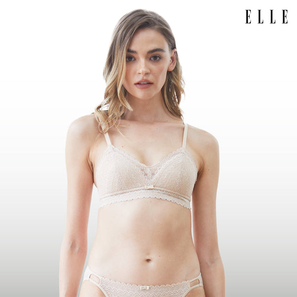 ELLE lingerie Paddedbra ยกทรงรูปแบบไร้โครงผ้าลูกไม้ (Retro Lace) LB6735 Elle