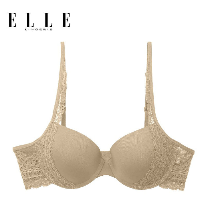 ELLE Lingerie Moulded Bra ยกทรงเสริม Push-up เต้าเรียบตัดต่อลูกไม้ - LB7534 Elle