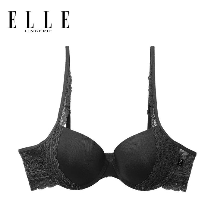 ELLE Lingerie Moulded Bra ยกทรงเสริม Push-up เต้าเรียบตัดต่อลูกไม้ - LB7534 Elle