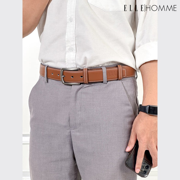 ELLE  HOMME  เข็มขัดหนังวัวแท้ สำหรับผู้ชาย H8400122 ELLE HOMME